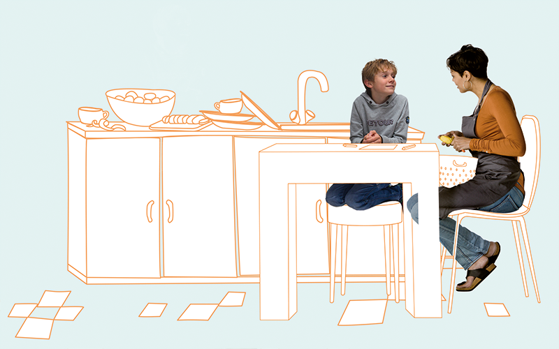Vrouw Jongen Keuken